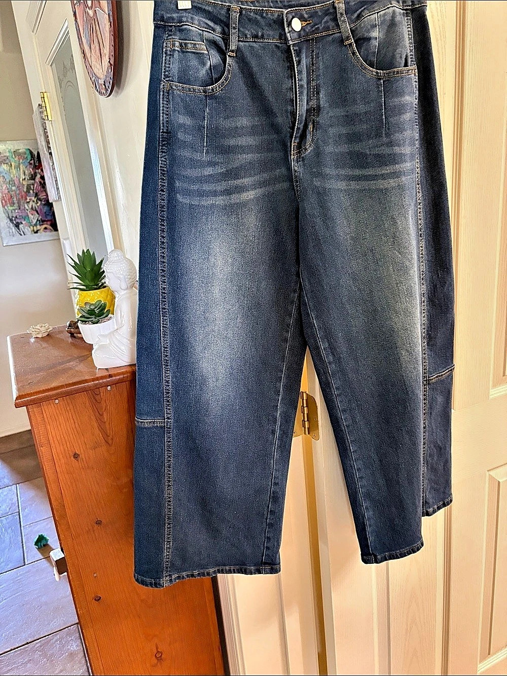 Wide Leg Jeans in Blue Large